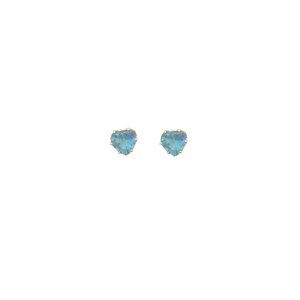 Silver Heart Shape Turquoise Crystal Stud Earrings